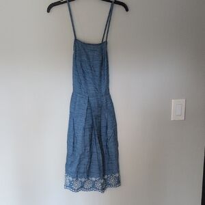 Denim Blue Dress With White Trim
